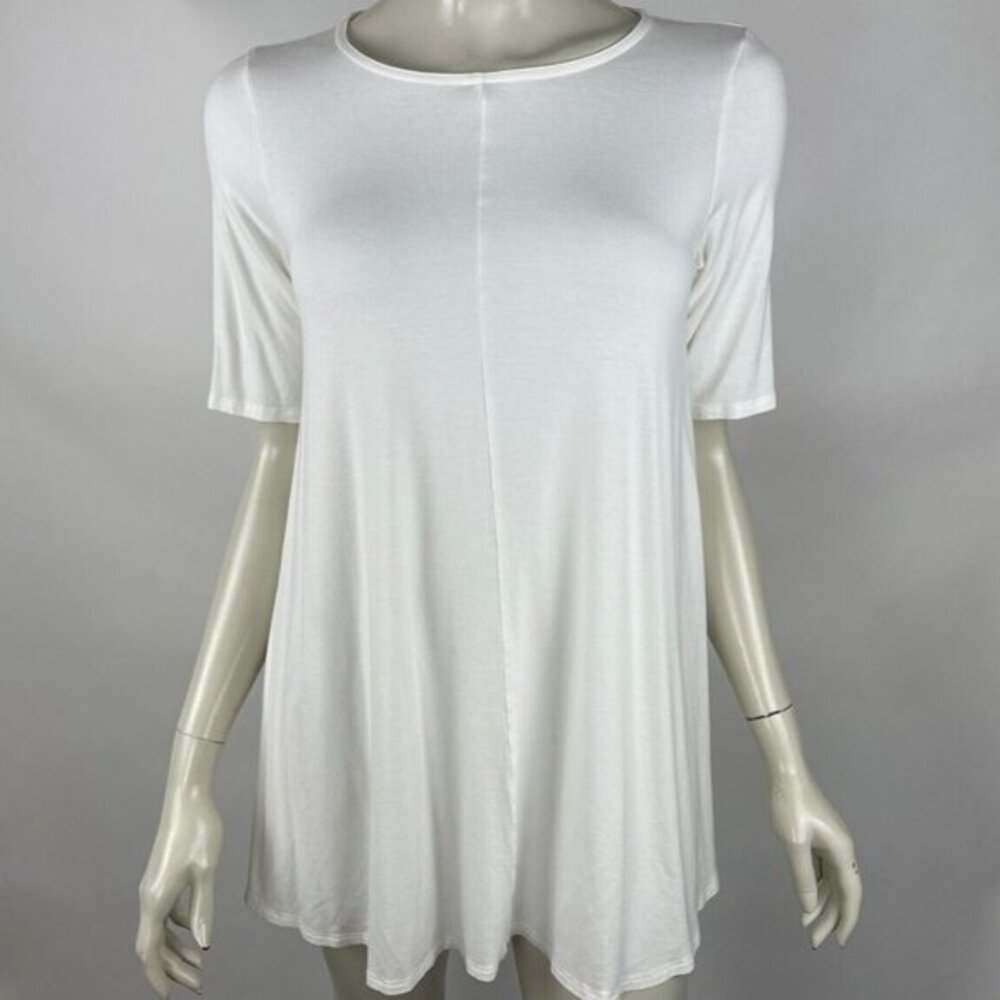 Eileen Fisher Viscose Tunic Top Women‎ PM Short Sleeve Scoop Neck Swing Shirt
